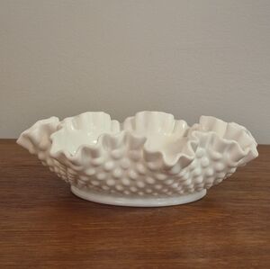 Fenton hobnail milk glass dish